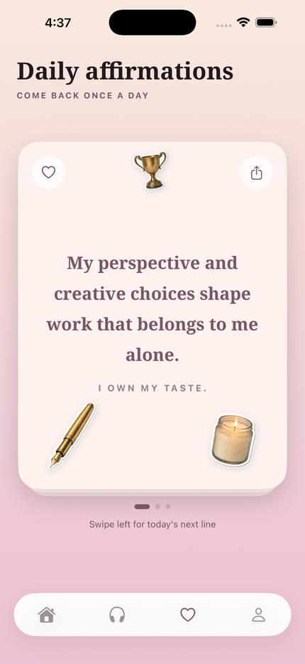A daily affirmation card with stickers around it